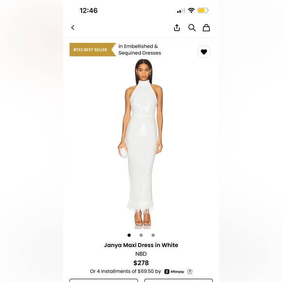 NWT Revolve NBD sequin white feather dress.
